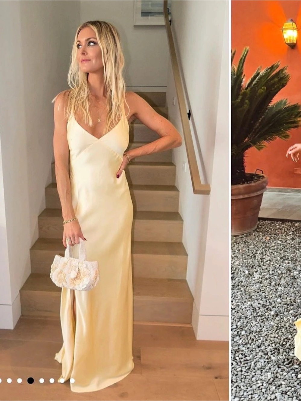 Anderson Maxi Dress Maxi Satin Dress in Yellow Size M